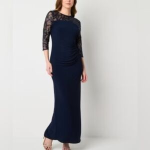 Briana Milay Sequinned 3/4 Sleeve Evening Gown